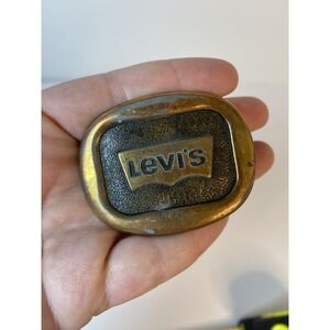 Levi's Clothing Company Small Bronze Tone Metal Belt Buckle Vintage Advertising
